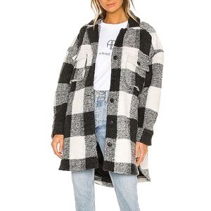 Anine Bing Oversized Black and White Plaid Coat